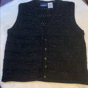 LIZ CLAIBORNE BLACK METALLIC SWEATER VEST